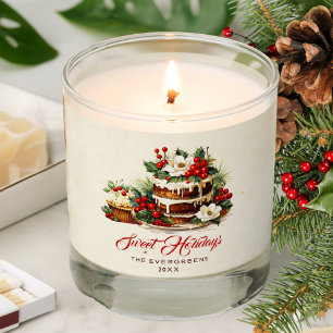 Custom Watercolor Green Red Botanical Christmas Scented Candle