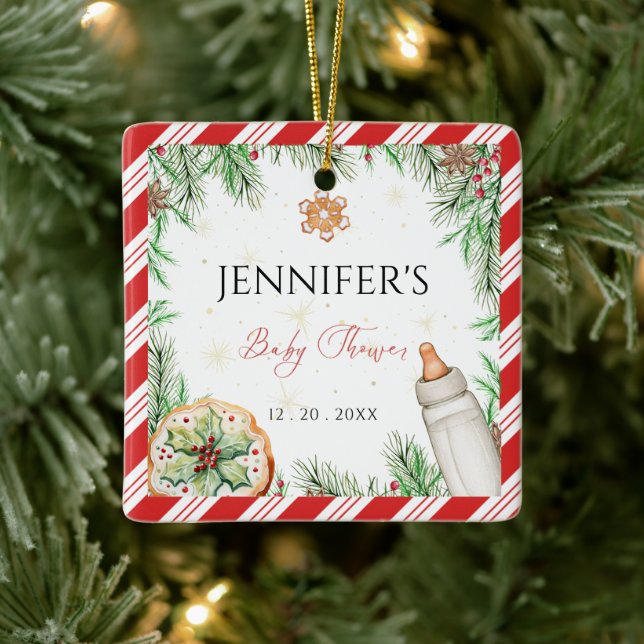 Custom Watercolor Hand Drawn Cozy Holiday  Ceramic Ornament (Tree)