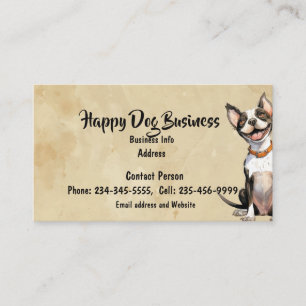 Custom Watercolor Happy Dog Animal Pet Fun Business Card