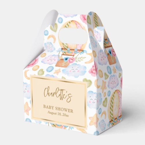 Custom Watercolor Hot Air Balloon Baby Shower Favor Boxes