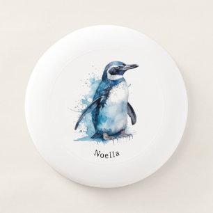 Custom Watercolor Indigo Penguin Monogram Wham-O Frisbee
