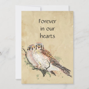 Custom Watercolor Kestrel Bird Art Memorial Invitation