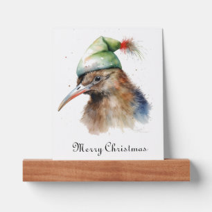 Custom Watercolor Kiwi Bird Christmas Green Elf Picture Ledge