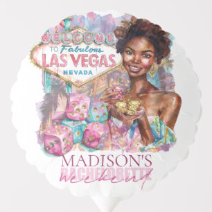 Custom Watercolor Las Vegas Bachelorette Afro Balloon