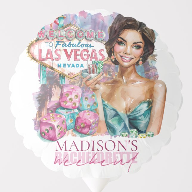 Custom Watercolor Las Vegas Bachelorette  Balloon (Front)