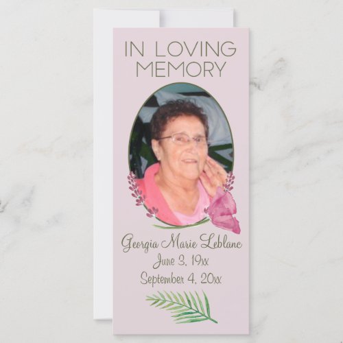 Custom Watercolor Lavender Memorial Keepsakes Card