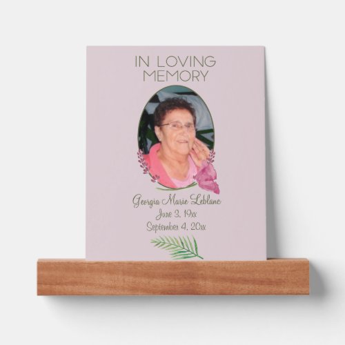 Custom Watercolor Lavender Memorial Keepsakes Card Picture Ledge