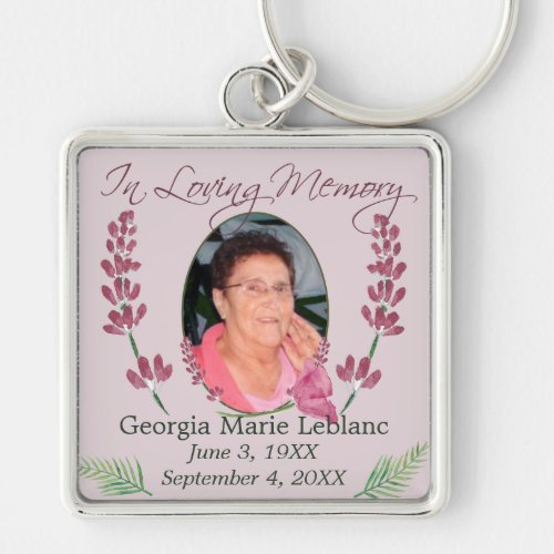 Custom Watercolor Lavender Memorial Keepsakes Keychain