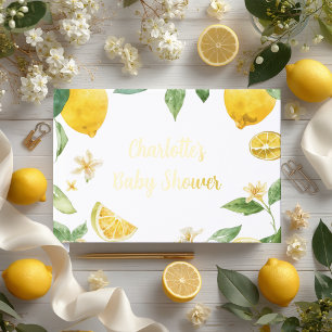 Custom Watercolor Lemon Blossom Baby Shower Foil Guest Book