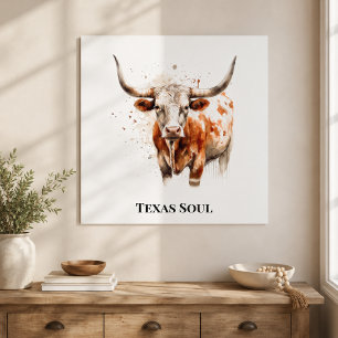 Custom Watercolor Longhorn Western Ranch Art