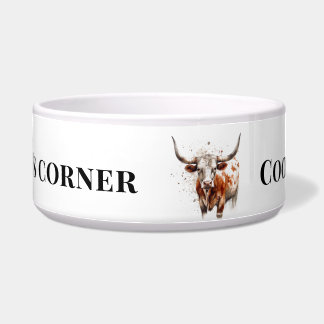 Custom Watercolor Longhorn Western Ranch Art Bowl