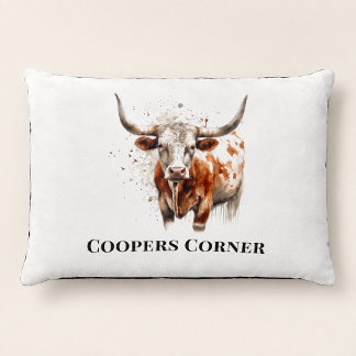 Custom Watercolor Longhorn Western Ranch Art Pet Bed