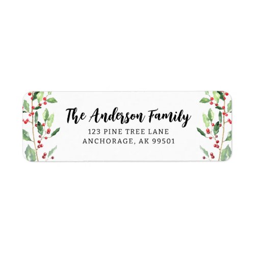 Custom Watercolor Mistletoe Family Name Label