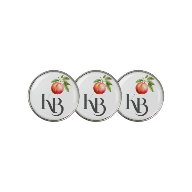 Custom Watercolor Peach Monogram Golf Ball Marker (3 Up)