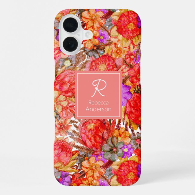 Custom Watercolor Protea Pattern Iphone Case (Back)