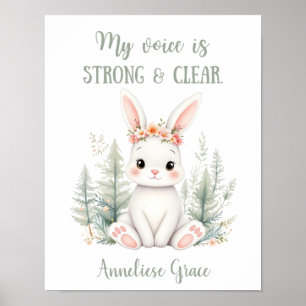 Custom Watercolor Rabbit Woodland Animal Nursery Poster