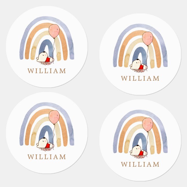 Custom Watercolor Rainbow Bear Clothing Label (Group)