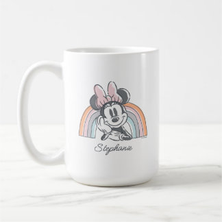 Custom Watercolor Rainbow Minnie Mouse Coffee Mug