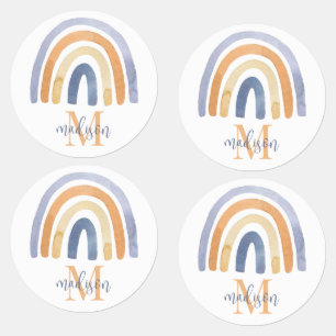 Custom Watercolor Rainbow Script Name Kids' Labels