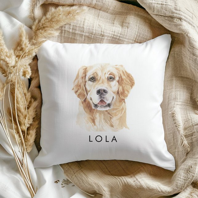 Custom Watercolor Retriever Dog Lover Throw Pillow (Creator Uploaded)