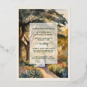 Custom Watercolor Royal Botanic Gardens Foil Invitation