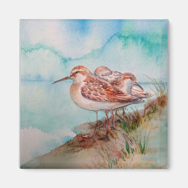 Custom Watercolor Sandpiper Shore Beach Bird Art  Magnet (Front)