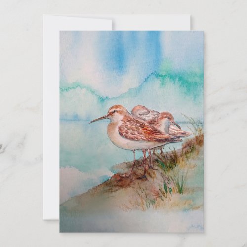 Custom Watercolor Sandpipers Beach Bird Art Invitation