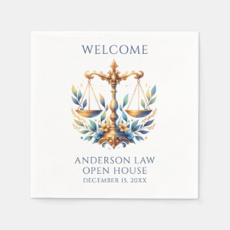 Custom Watercolor Scales Law Firm Napkins