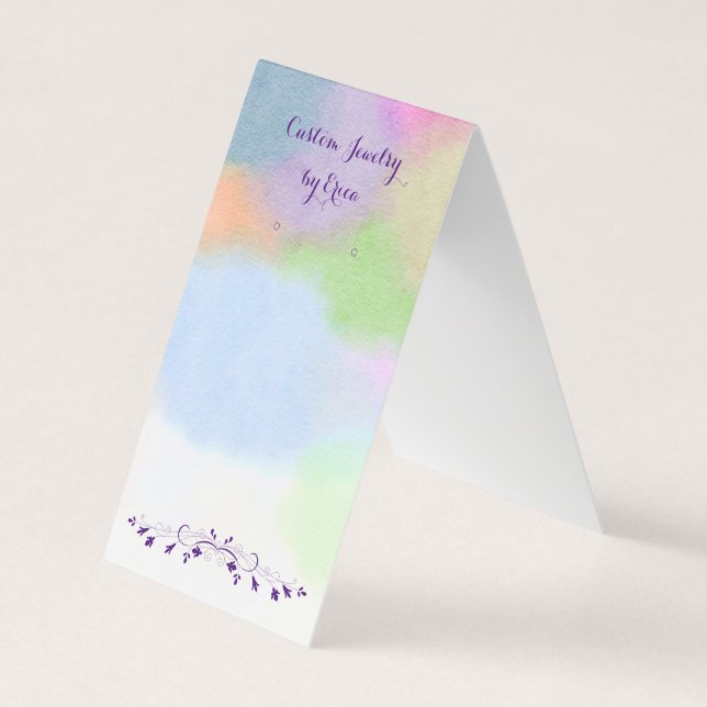 Custom Watercolor Self-Stand Earring Display Cards (Front)