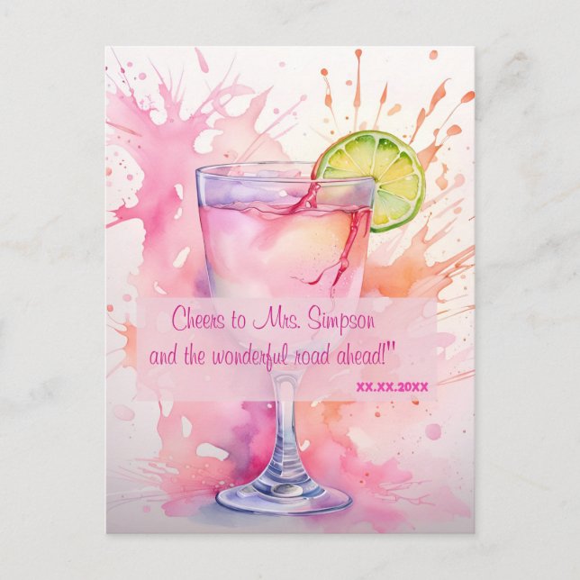 Custom Watercolor Toast Bachelorette Party Postcard (Front)