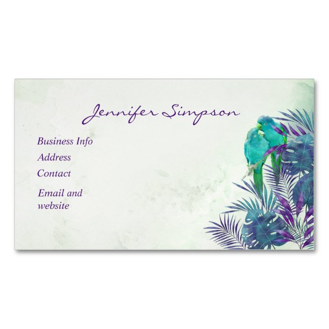 Custom  Watercolor Tropical Parrot Business Busine Business Card Magnet (Front)
