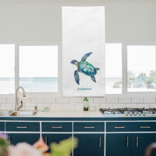 Custom Watercolor Tropical Sea Turtle Cloth Napkin