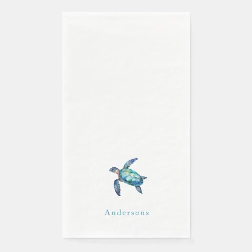 Custom Watercolor Tropical Sea Turtle Paper Guest Towels