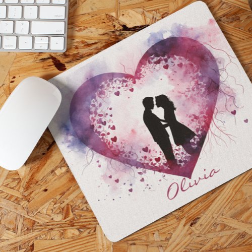 Custom Watercolor Valentines Day Couple In Love  Mouse Pad