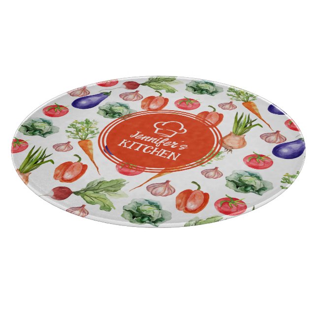 Custom Watercolor Vegetables Kitchen   Cutting Board