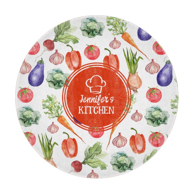 Custom Watercolor Vegetables Kitchen   Cutting Board
