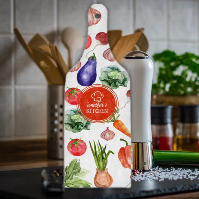 Discover Custom Watercolor Vegetables Kitchen    Cutting Board