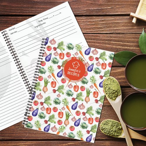 Custom Watercolor Vegetables Kitchen  Notebook