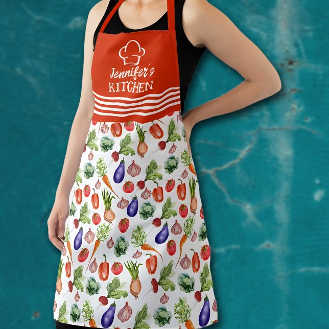 Custom Watercolor Veggies,  Apron (Creator Uploaded)