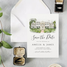 Custom Watercolor Venue Wedding save the date