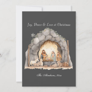 Custom Watercolor Vintage Christmas Nativity Scene