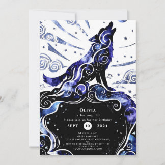 Custom Watercolor Wolf Birthday Invitation