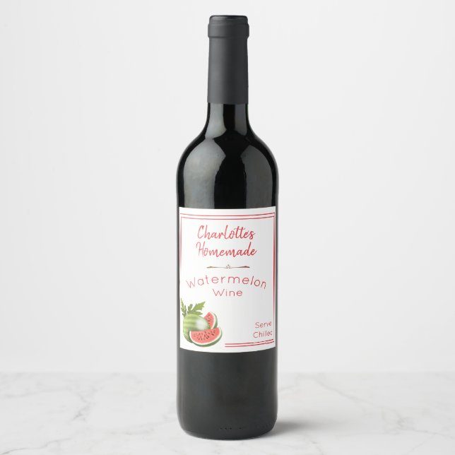 Custom Watermelon Wine Wine Label (Front)