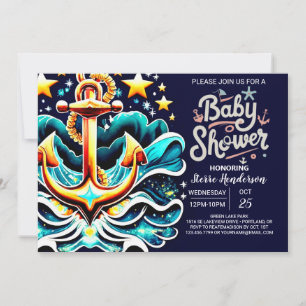 Custom Waves Blue Ocean Baby Shower Invitation