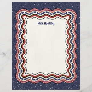 Custom Wavy Border Red White Blue: Personalized Letterhead
