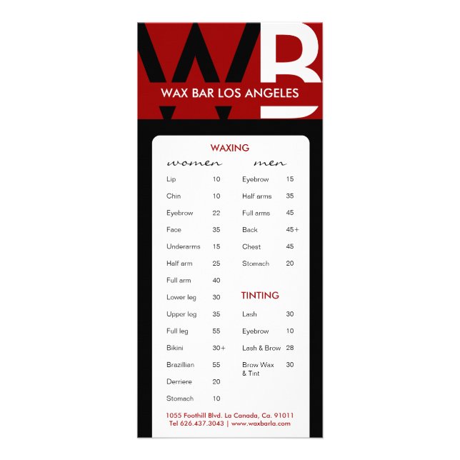 Custom Wax Bar Rack Card (Front)