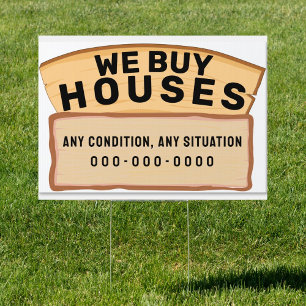 Custom We Buy Houses Real Estate Property Yard Sign