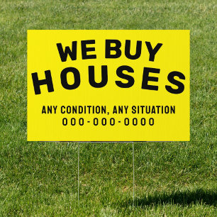 Custom We Buy Houses Real Estate Property Yard Sign