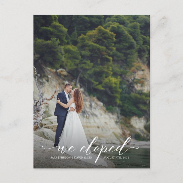 Custom We Eloped Elopement Announcement Postcard (Front)