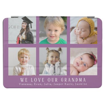 Custom We Love Our Grandma Purple Photo Collage iPad Air Cover